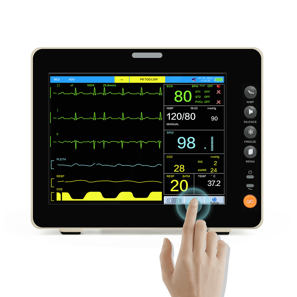 8Inch Touchscreen+EtCO2 Portable Patient Monitor Tracks Vital
